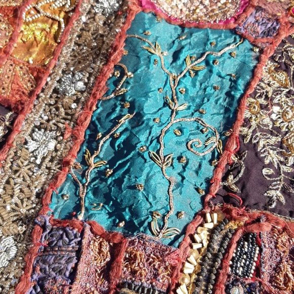 Beaded Sari Patchwork Tapestry - Picture 10 of 17